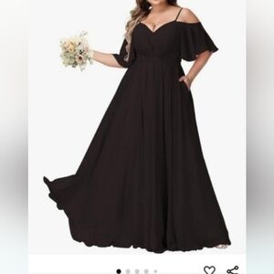 NEW WITH TAGS BLACK BALLGOWN BRIDESMAID PROM DRESS WITH LACE UP BACK 26PLUS